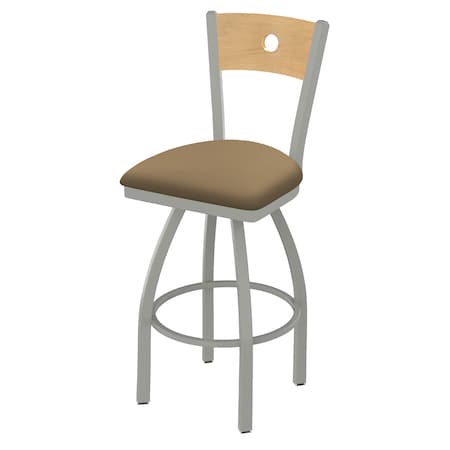 Holland Bar Stool Co 25" Swivel Counter Stool, Nickel Finish, Nat Back, Canter Sand Seat 83025ANNatMplB013